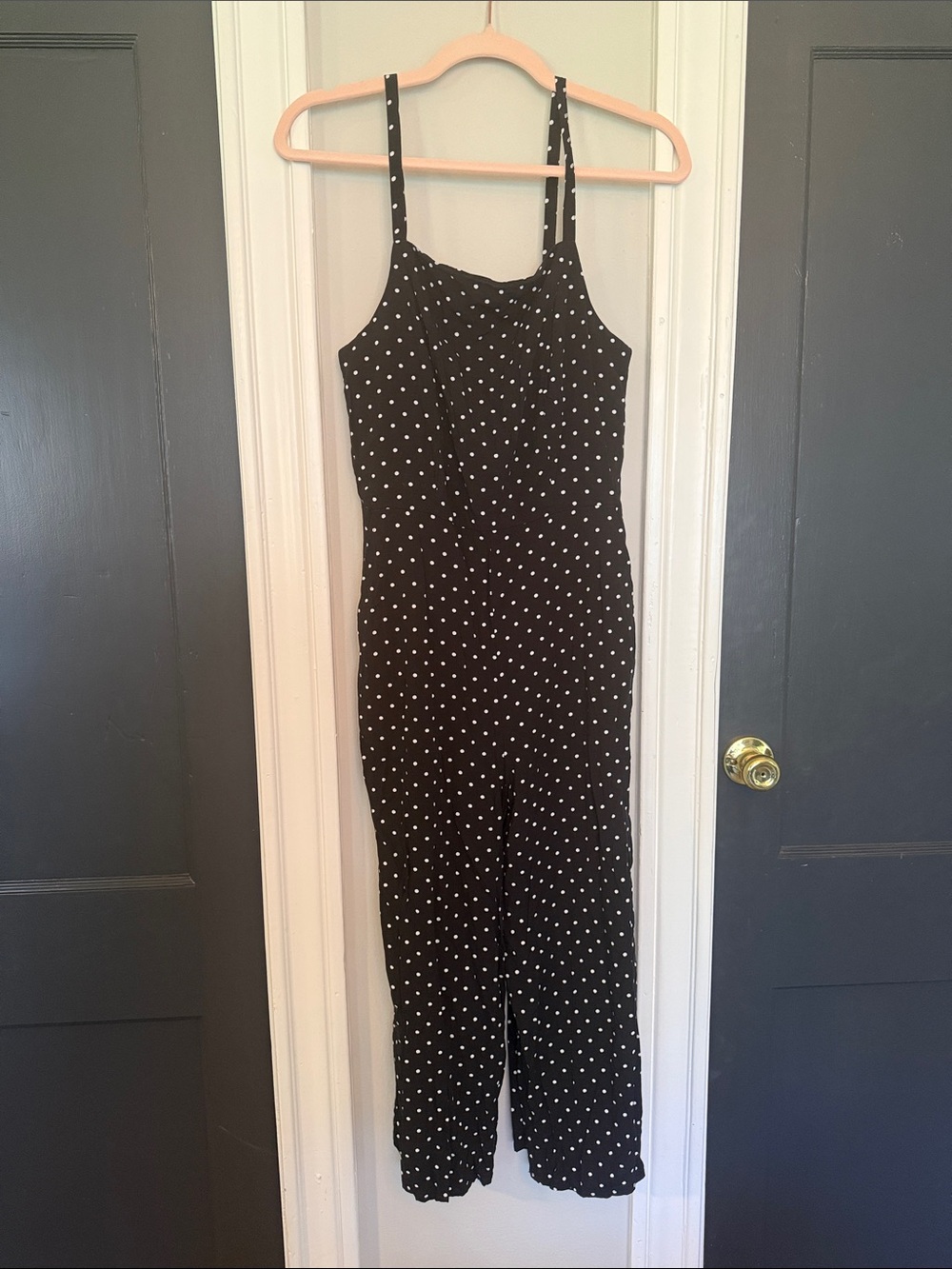 Old Navy Black Polka Dot Spaghetti-Strap Jumpsuit